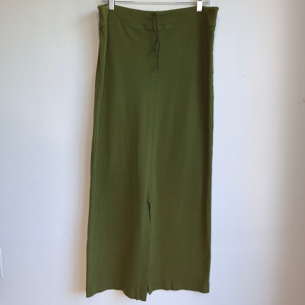 Cut Loose Maxi Skirt Green Medium Cotton Jersey Minimalist Lagenlook Column
